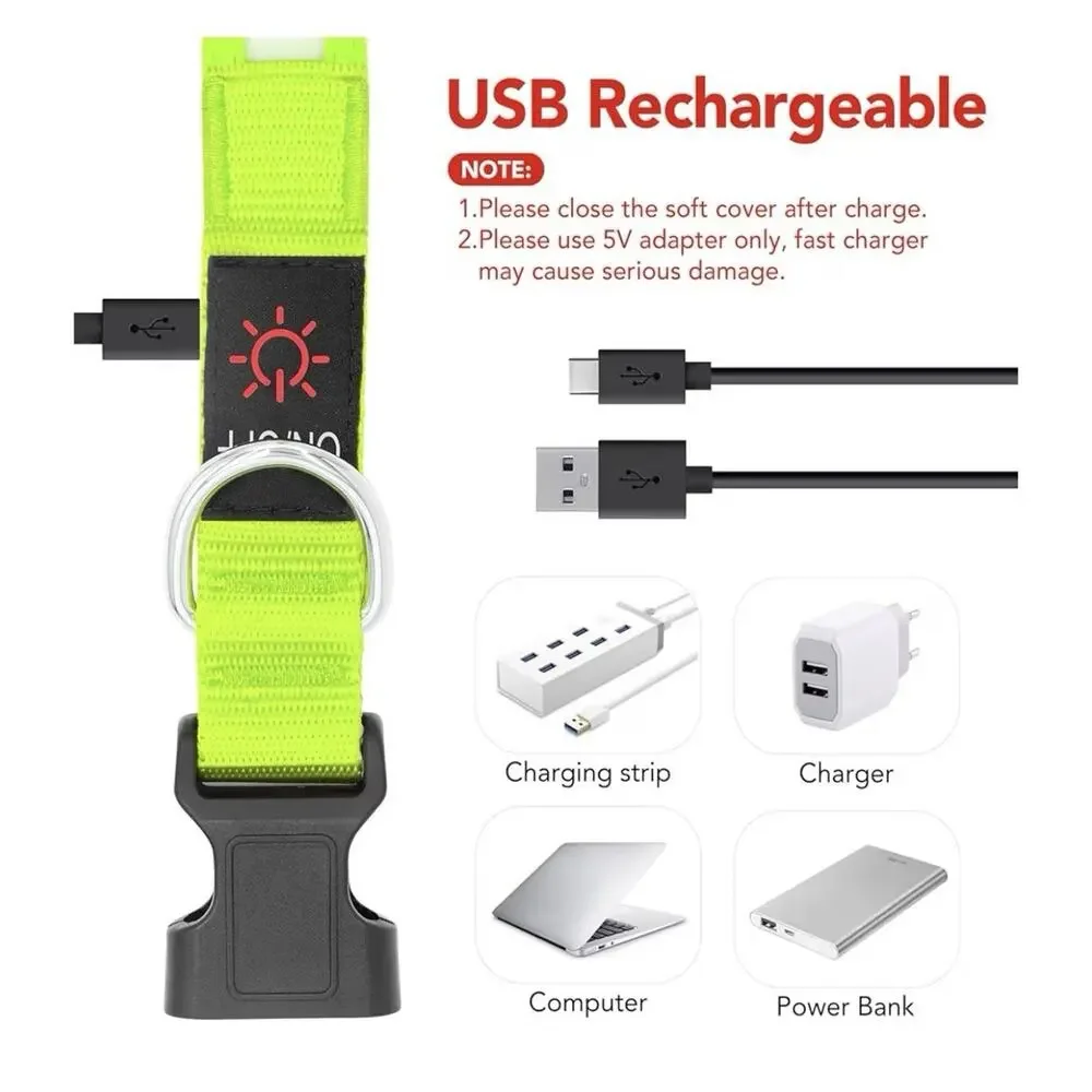 Rechargeable Bright Safety Pet Collar for Cats Small Dogs Green, X-Small